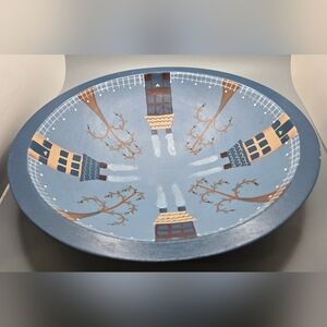 Hand Painted Bowl Landscape Design 9" Diameter 2.25" Tall Signed